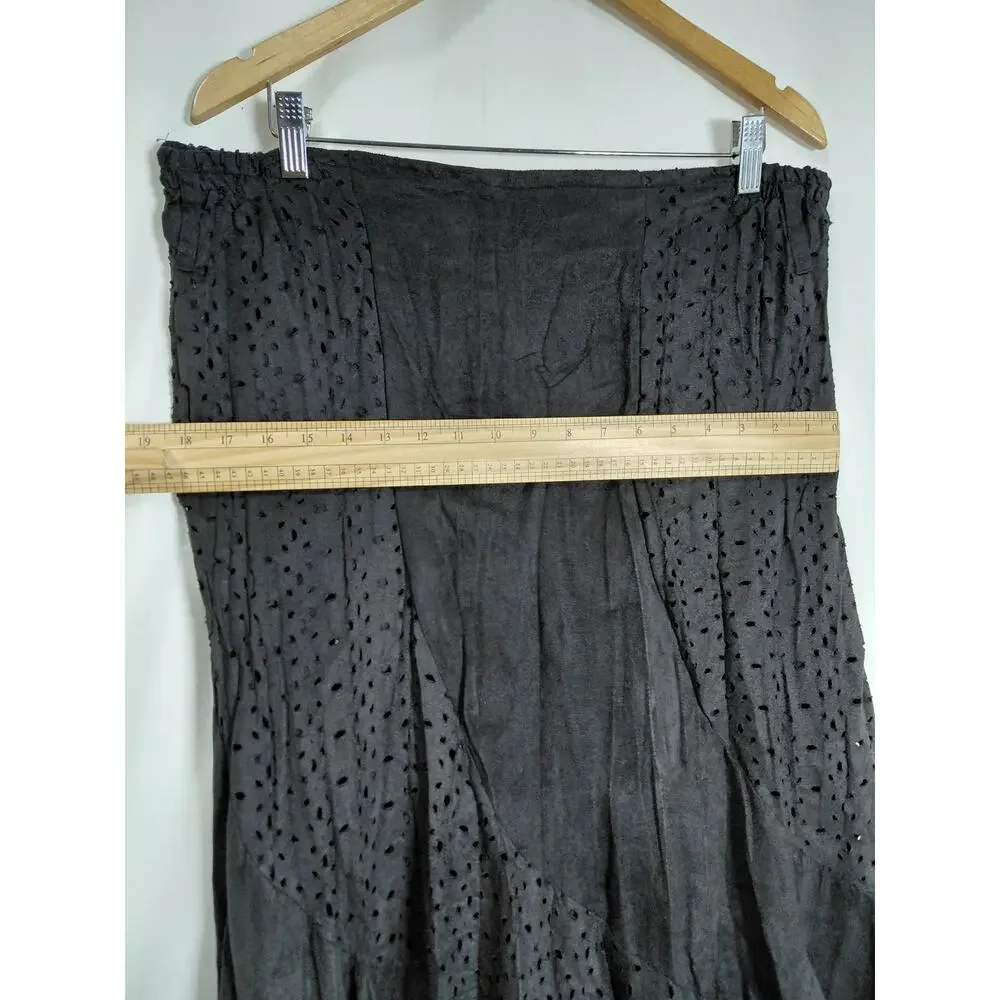 Pretty Angel Silk Blend Black Asymmetric Casual Skirt Women Size L